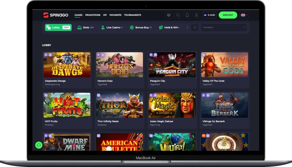 Casino Spinago Main Page