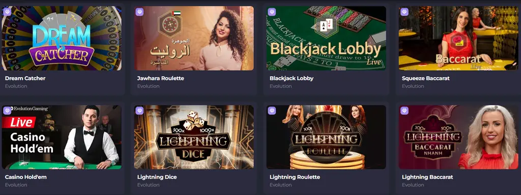 Screenshot of the Spinago Casino Australia live dealer casino tables section.